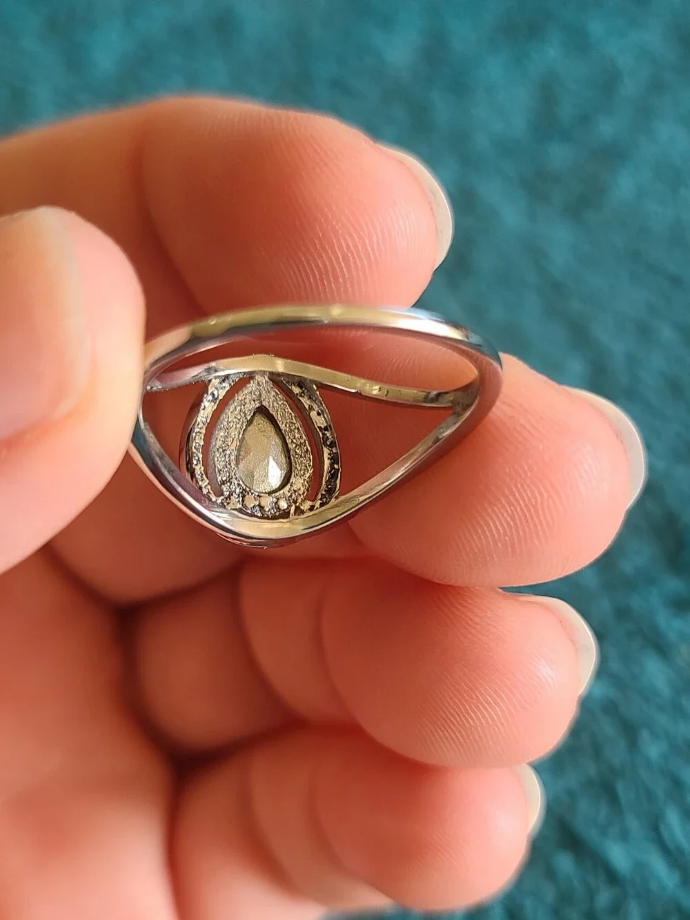 Pear-Shaped Blue Sapphire Teardrop Ring with Halo Accent
